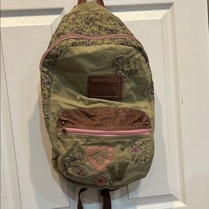 Floral Patterned Backpack with Pink Accents